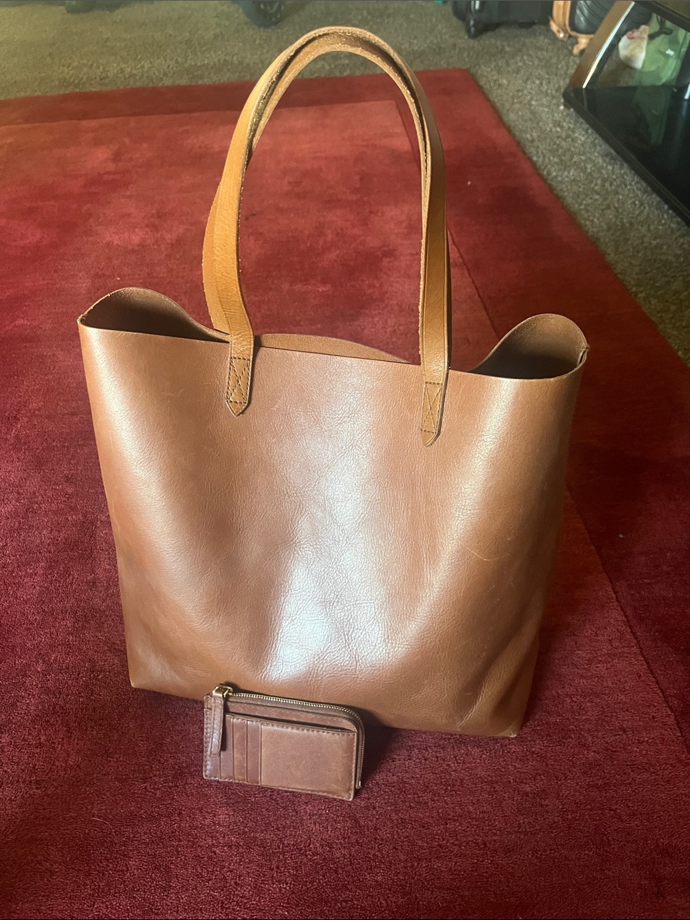 MADEWELL TRANSPORT TOTE, ENGLISH SADDLE W/CARD WALLET - Picture 2 of 15